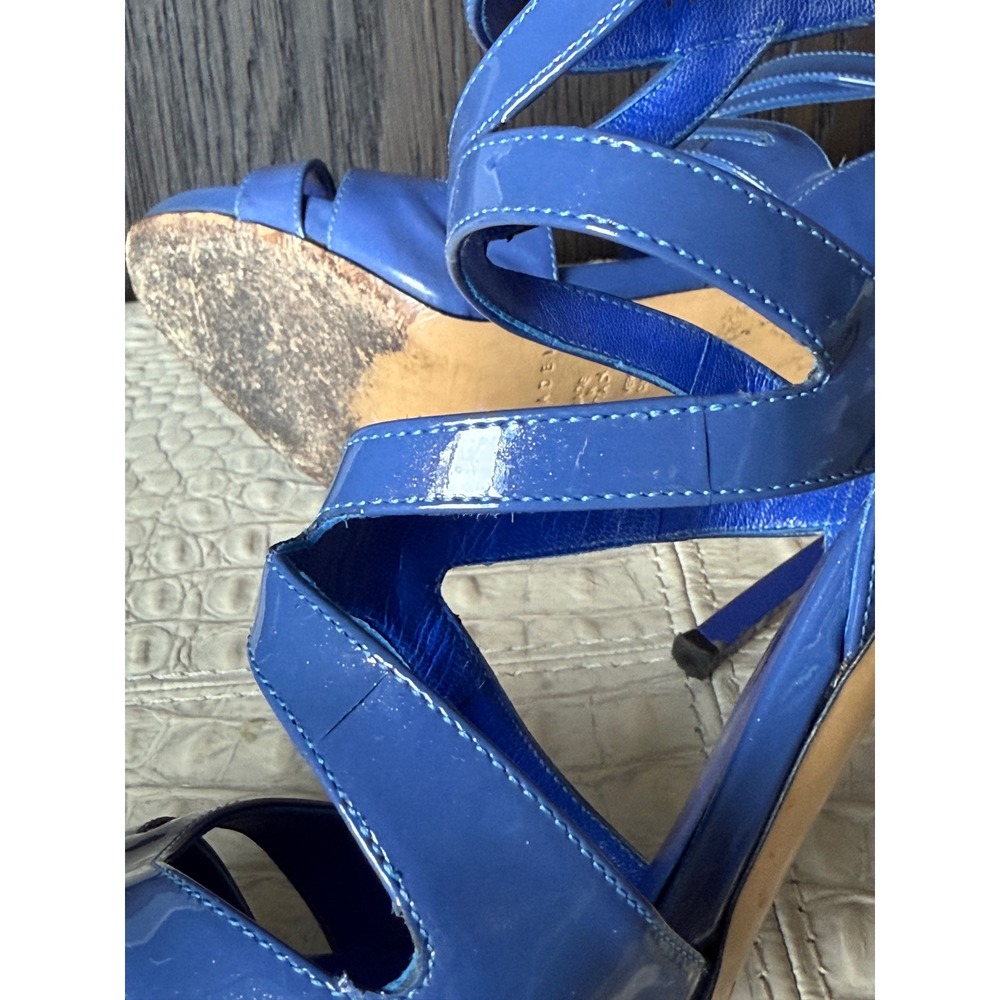 Casadei Women Blue‎ Patent Leather Gladiator Lace Up Stiletto Heels 9.5 B Italy - Picture 8 of 12